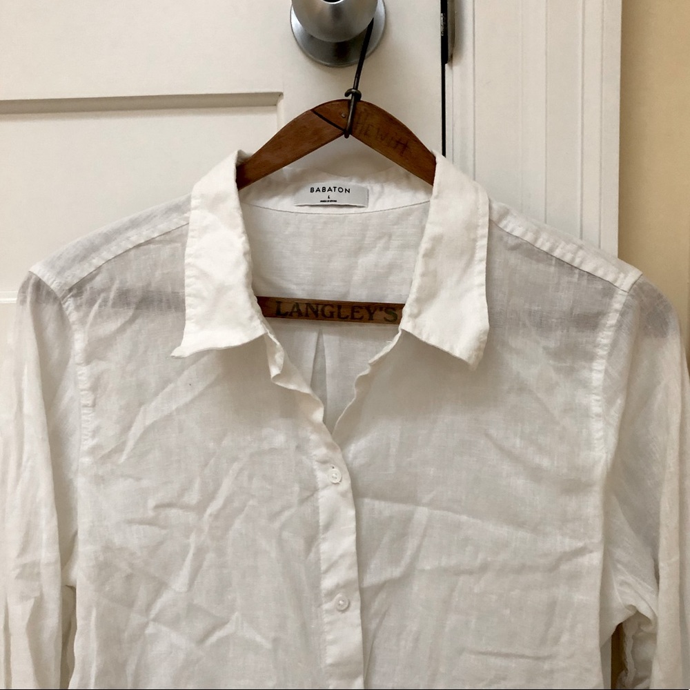 Linen Button Up White Shirt Babaton Aritzia